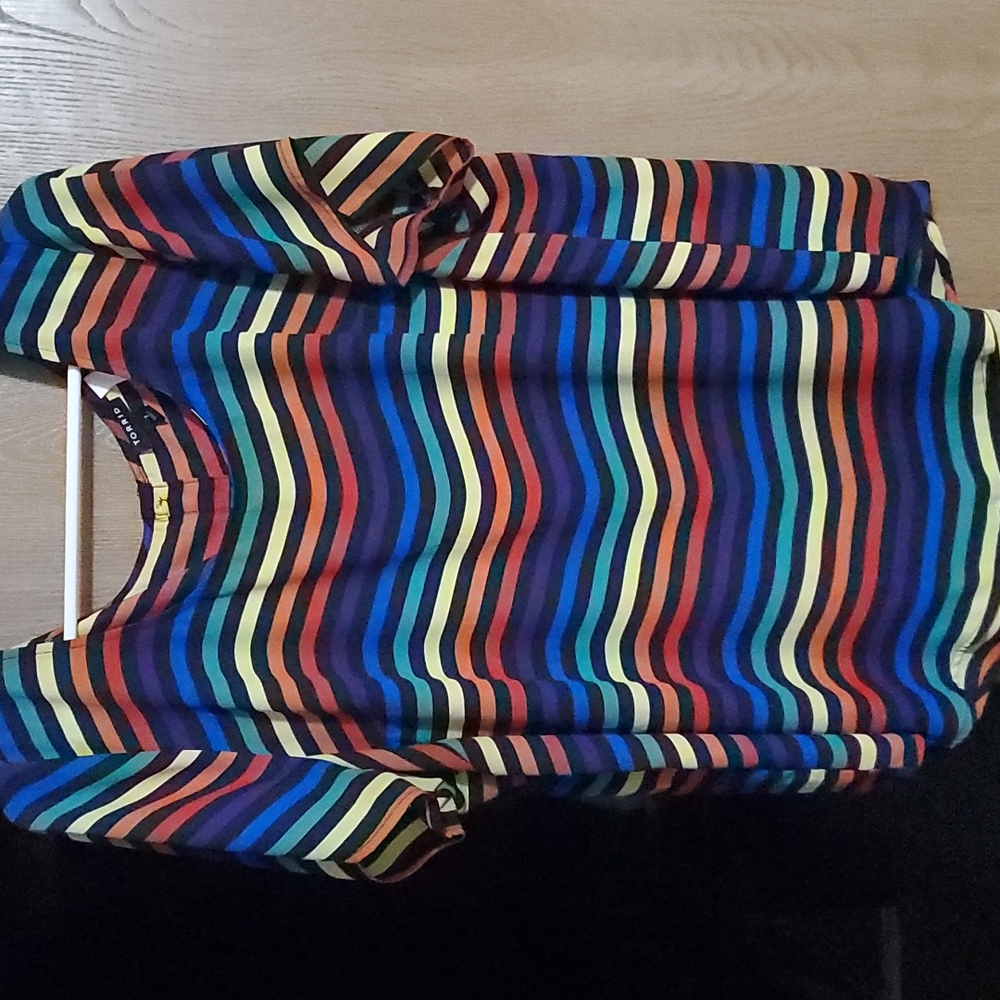 Torrid Rainbow stripe Georgette top